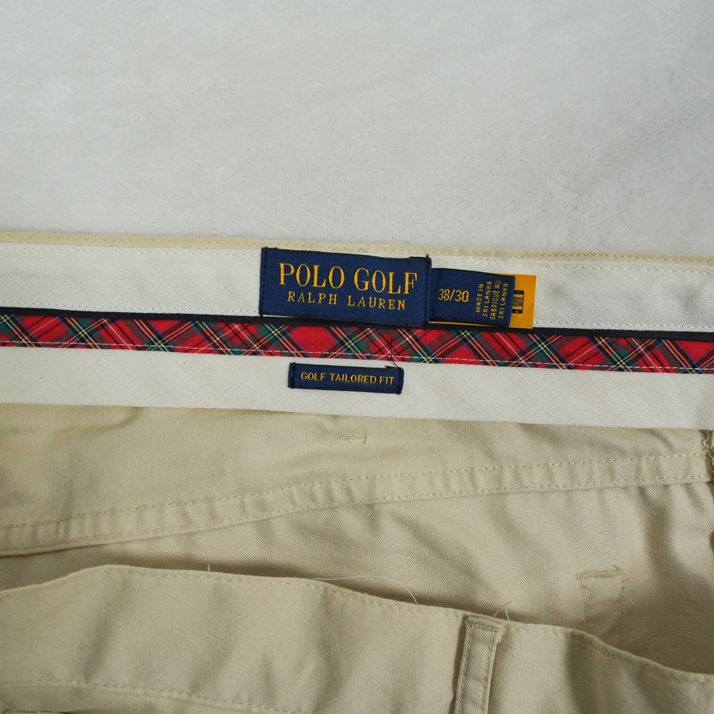 Polo‎ Golf Ralph Lauren Mens Tailored Fit Pants 38x30 Cream Khaki Stretch Chino - Picture 3 of 8